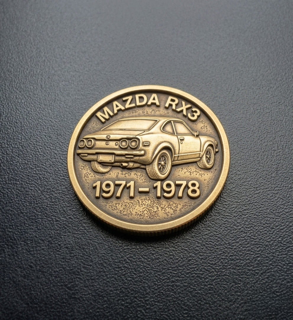 Mazda RX3 Brass Coin — Back